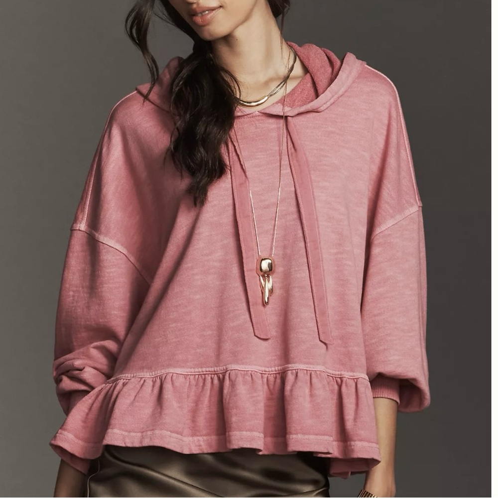 Pilcro Dusty Rose Ruffled Sweatshirt